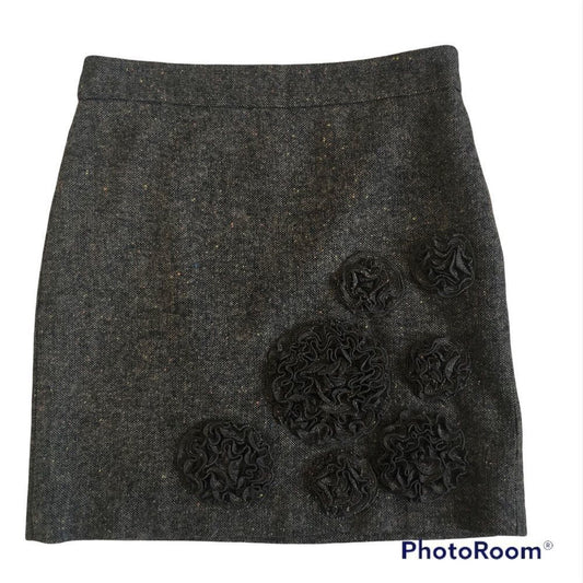 LOFT Speckled Brown Wool Blend Mini Skirt Size 00P