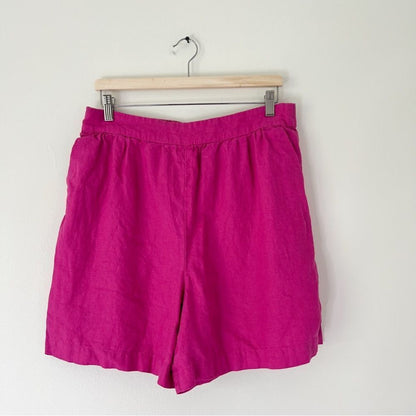 Boden 100% Linen Pink Pull on Shorts Size 10 Barbiecore Coastal Vacation