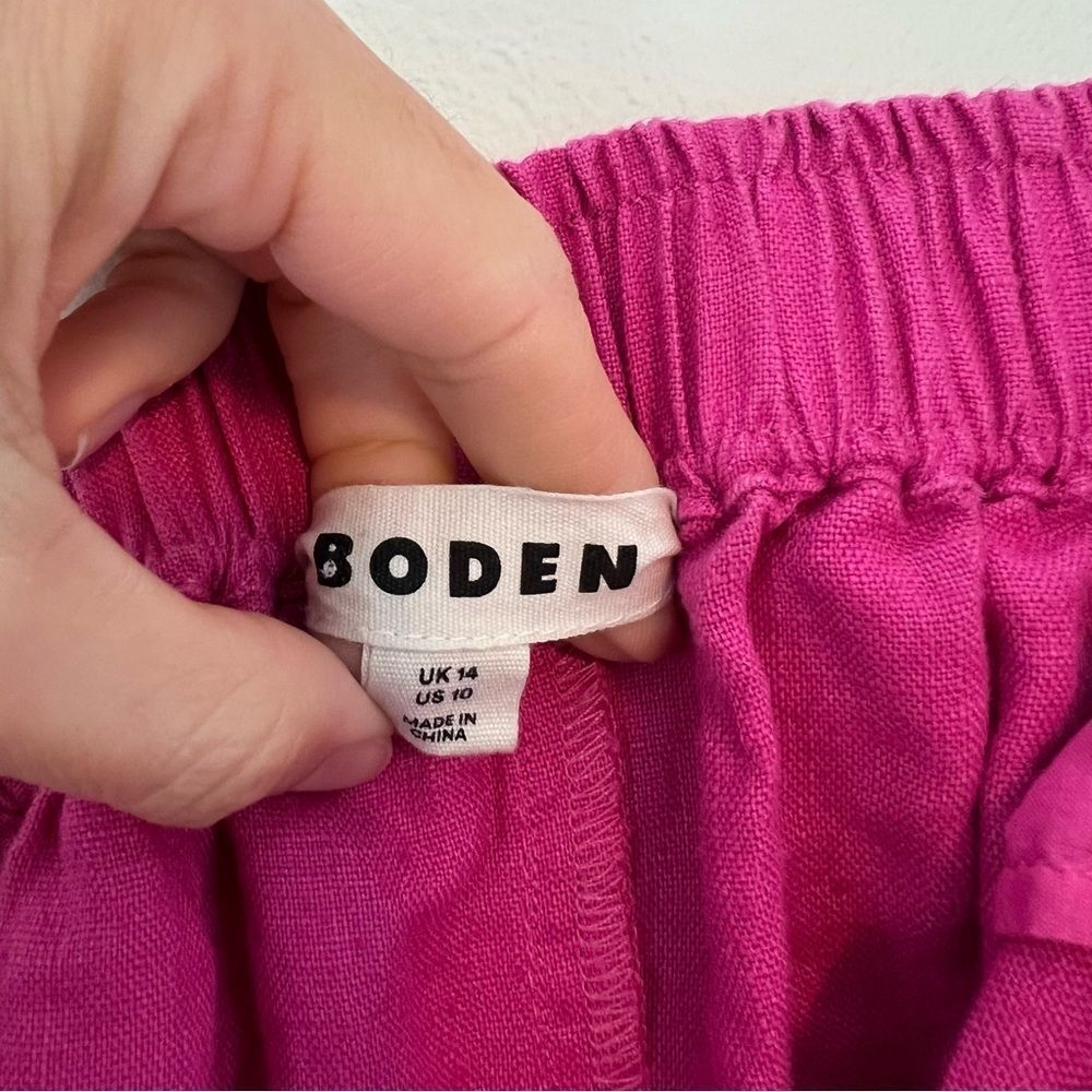 Boden 100% Linen Pink Pull on Shorts Size 10 Barbiecore Coastal Vacation