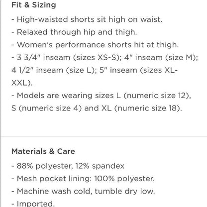 Old Navy Women’s High Waisted StretchTech Shorts Size XXL
