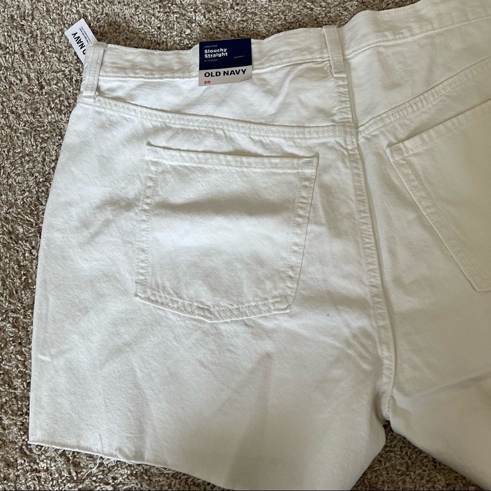 Old Navy High-Waisted Slouchy Straight White Cut-Off Jean Shorts Size 20