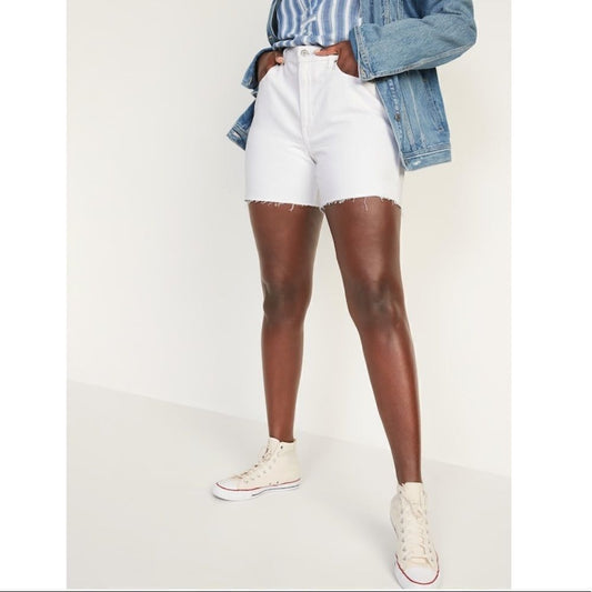 Old Navy High-Waisted Slouchy Straight White Cut-Off Jean Shorts Size 20