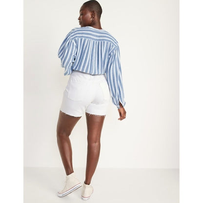Old Navy High-Waisted Slouchy Straight White Cut-Off Jean Shorts Size 20