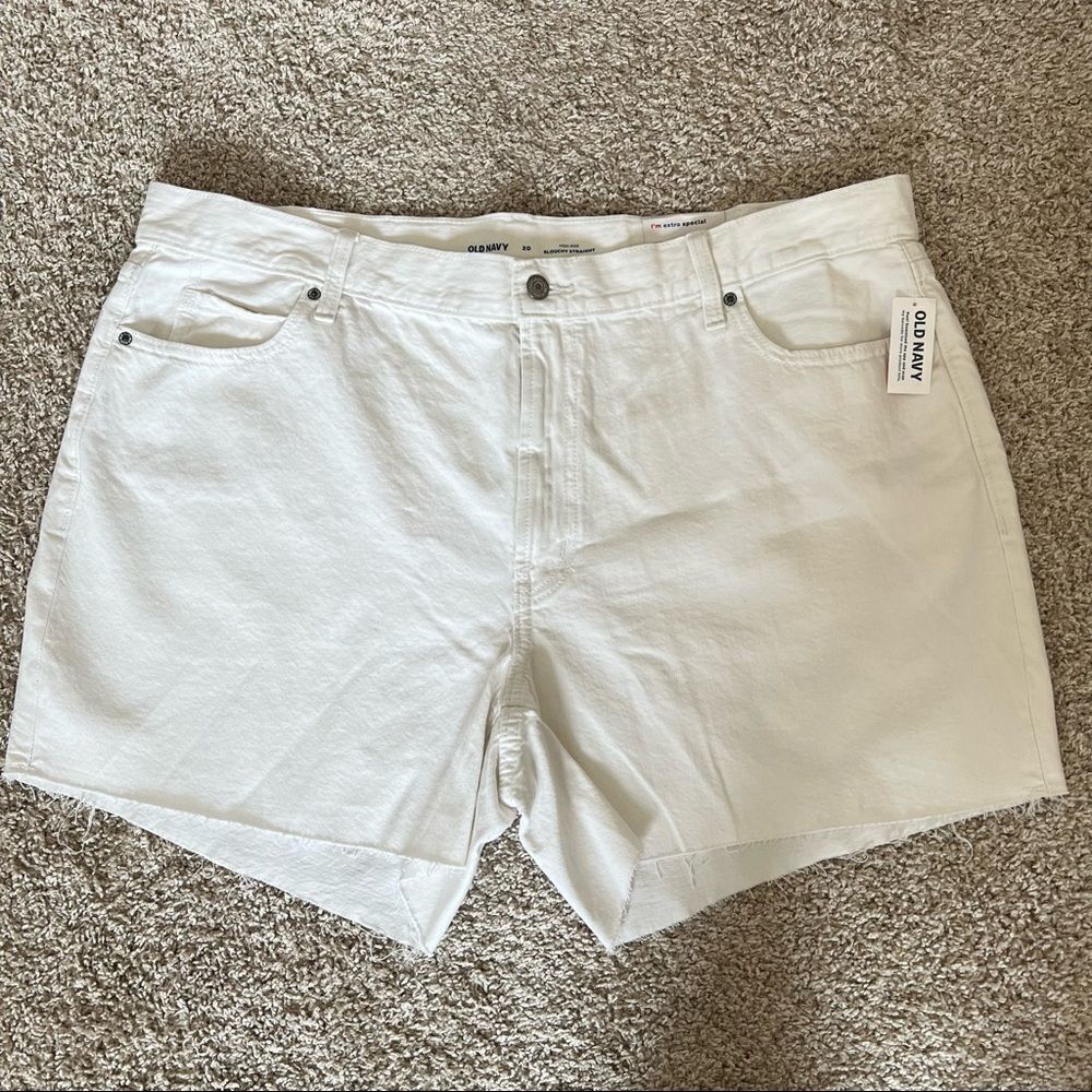 Old Navy High-Waisted Slouchy Straight White Cut-Off Jean Shorts Size 20