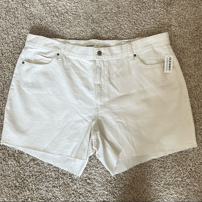 Old Navy High-Waisted Slouchy Straight White Cut-Off Jean Shorts Size 20