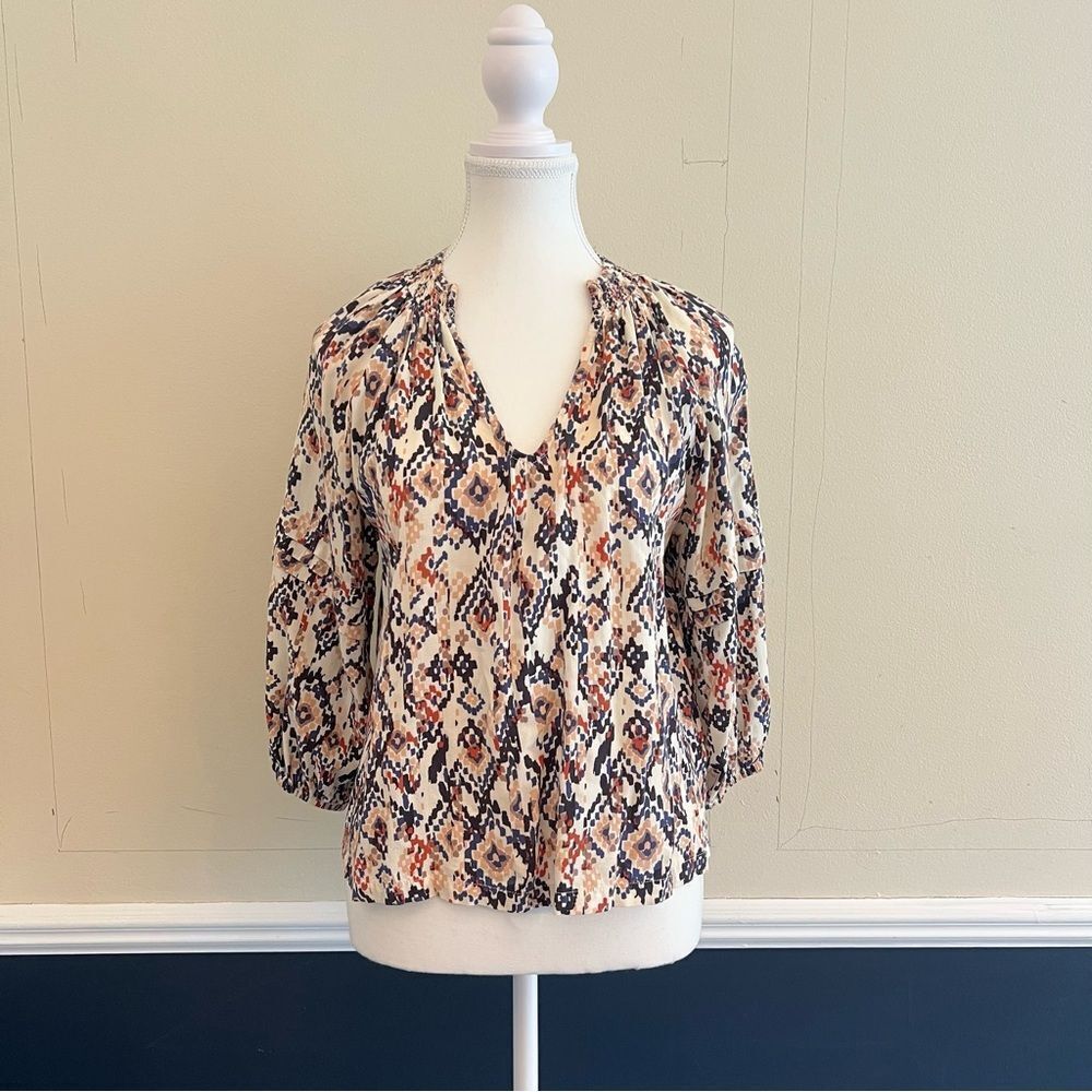 Evereve Layla Ikat Print Blouse Top Size XS