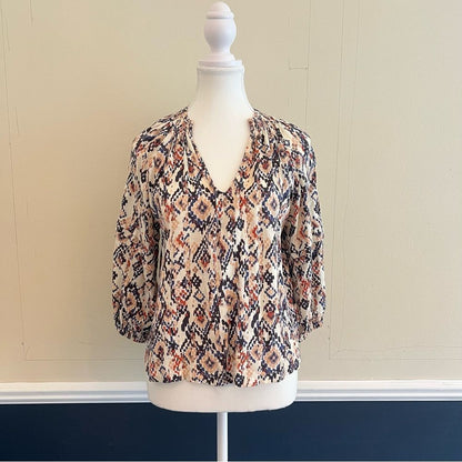Evereve Layla Ikat Print Blouse Top Size XS