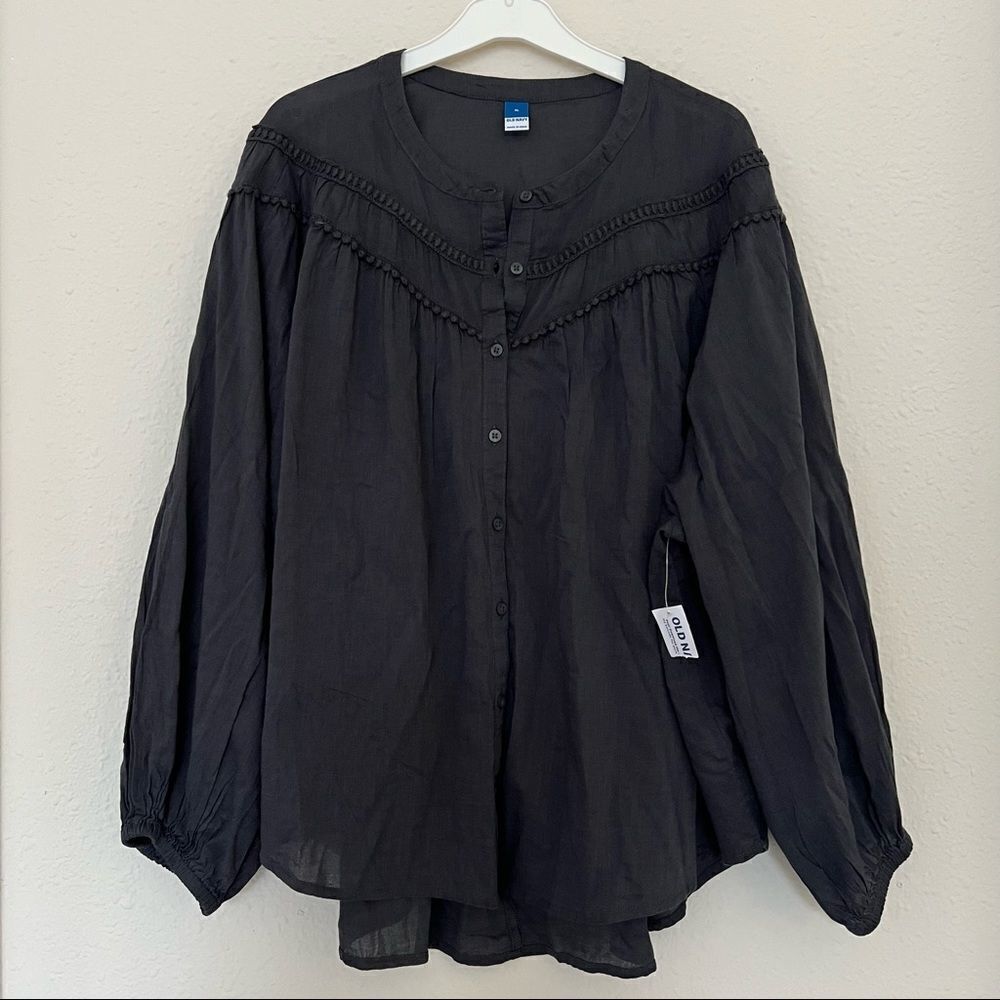 Old Navy Oversized Crochet Pom-Pom Dolman-Sleeve Blouse Size XL