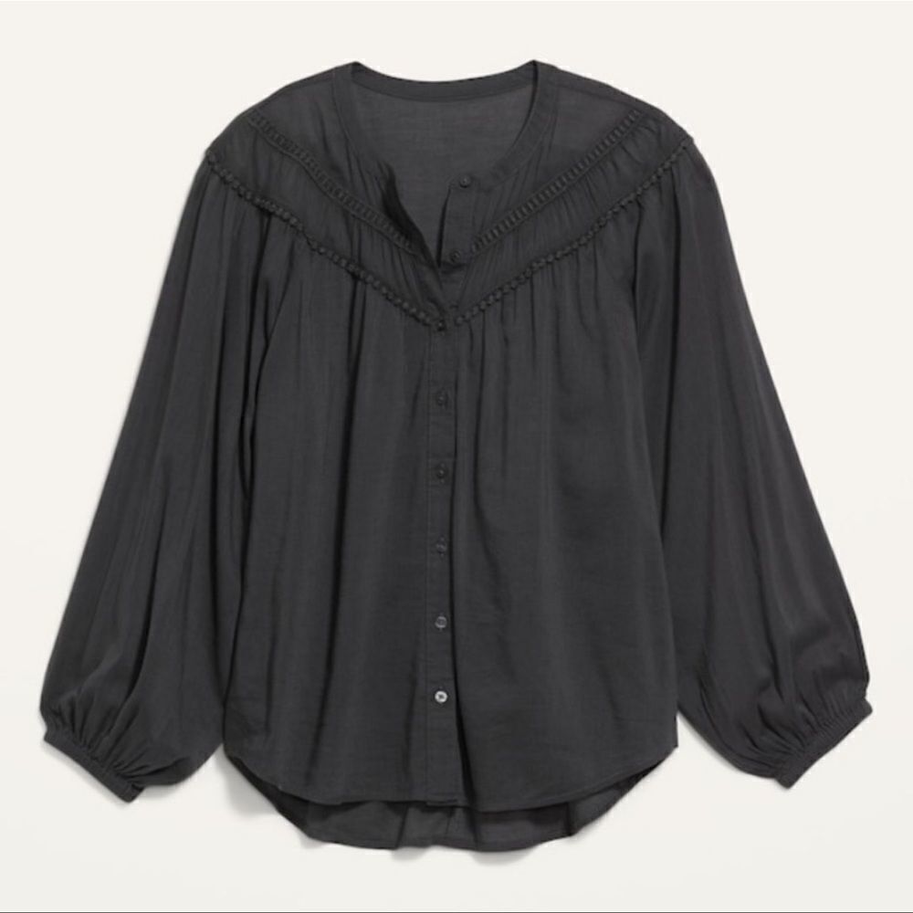 Old Navy Oversized Crochet Pom-Pom Dolman-Sleeve Blouse Size XL