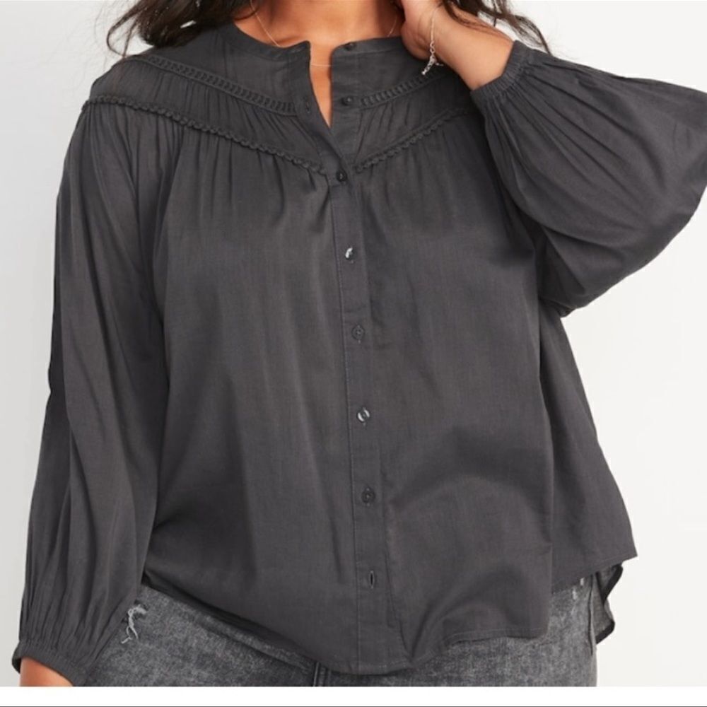 Old Navy Oversized Crochet Pom-Pom Dolman-Sleeve Blouse Size XL