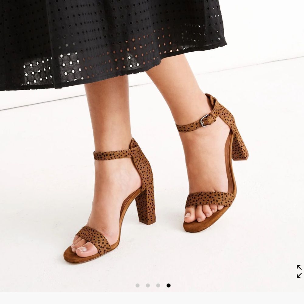 Madewell The Brooke Ankle-Strap Heels Sandal in Spot Dot Calf Hair NEW Size 8,5