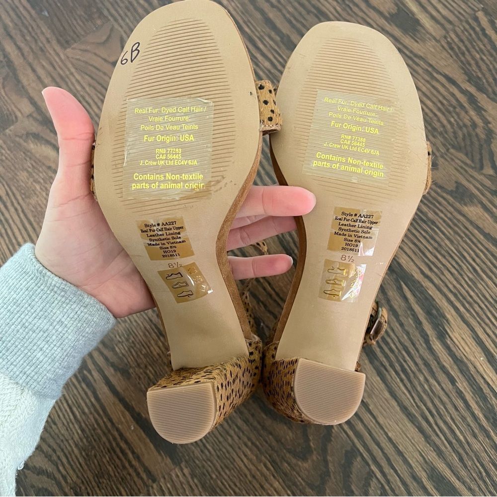 Madewell The Brooke Ankle-Strap Heels Sandal in Spot Dot Calf Hair NEW Size 8,5