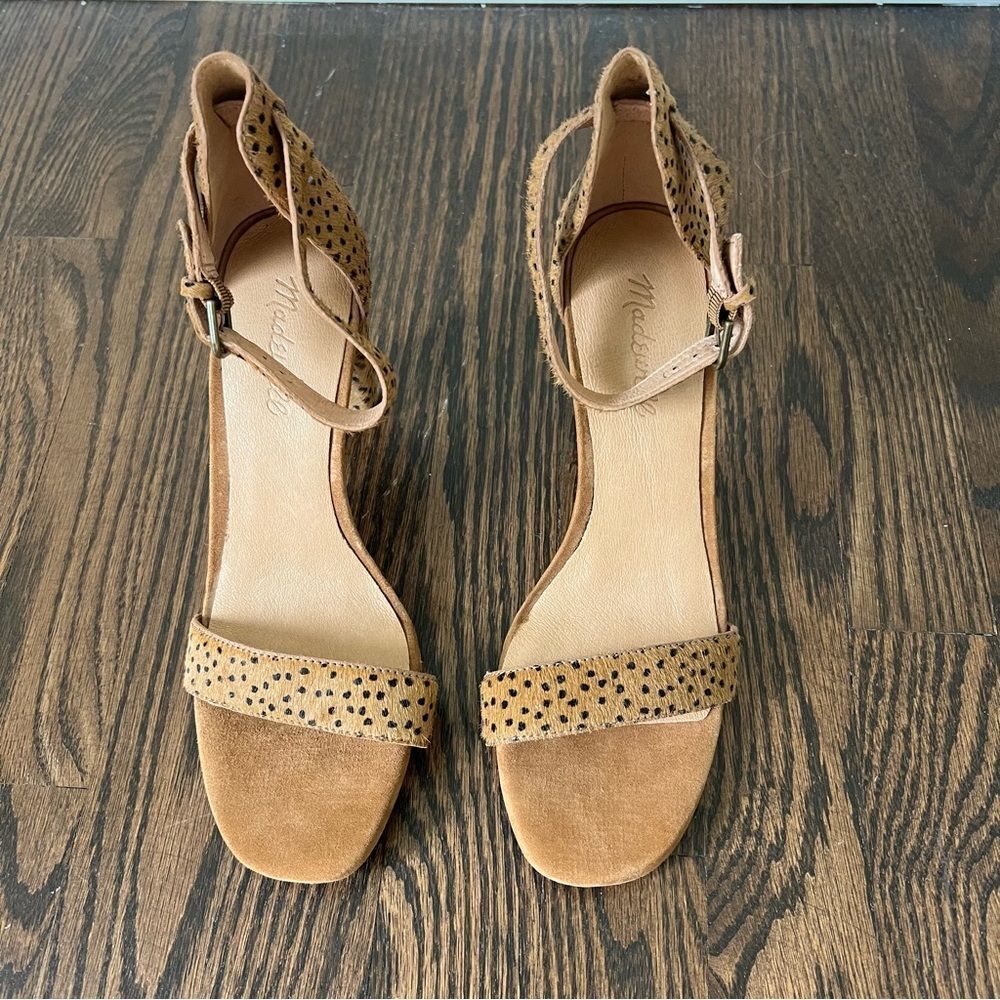 Madewell The Brooke Ankle-Strap Heels Sandal in Spot Dot Calf Hair NEW Size 8,5