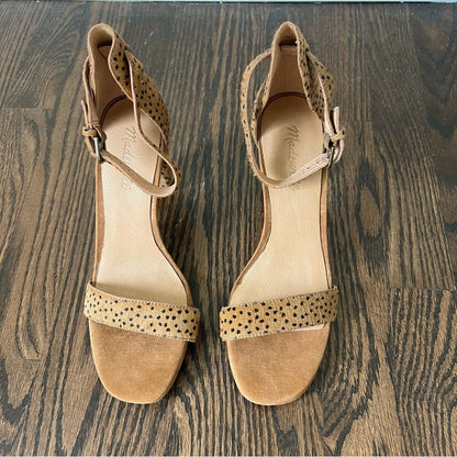 Madewell The Brooke Ankle-Strap Heels Sandal in Spot Dot Calf Hair NEW Size 8,5