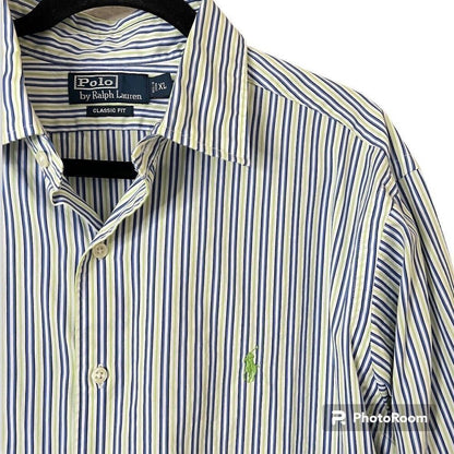 Polo Ralph Lauren GREEN/BLUE/WHITE STRIPED Classic Fit  Button Down Shirts