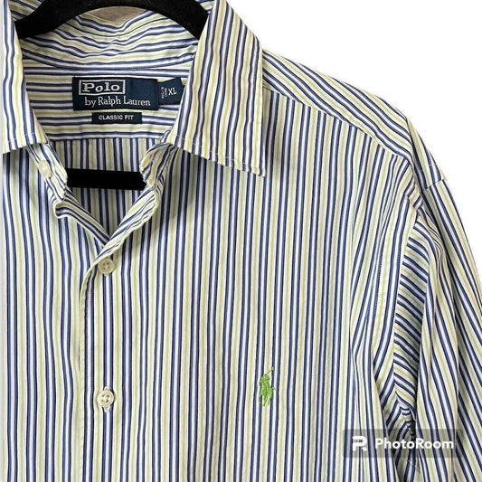Polo Ralph Lauren GREEN/BLUE/WHITE STRIPED Classic Fit  Button Down Shirts