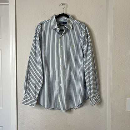 Polo Ralph Lauren GREEN/BLUE/WHITE STRIPED Classic Fit  Button Down Shirts