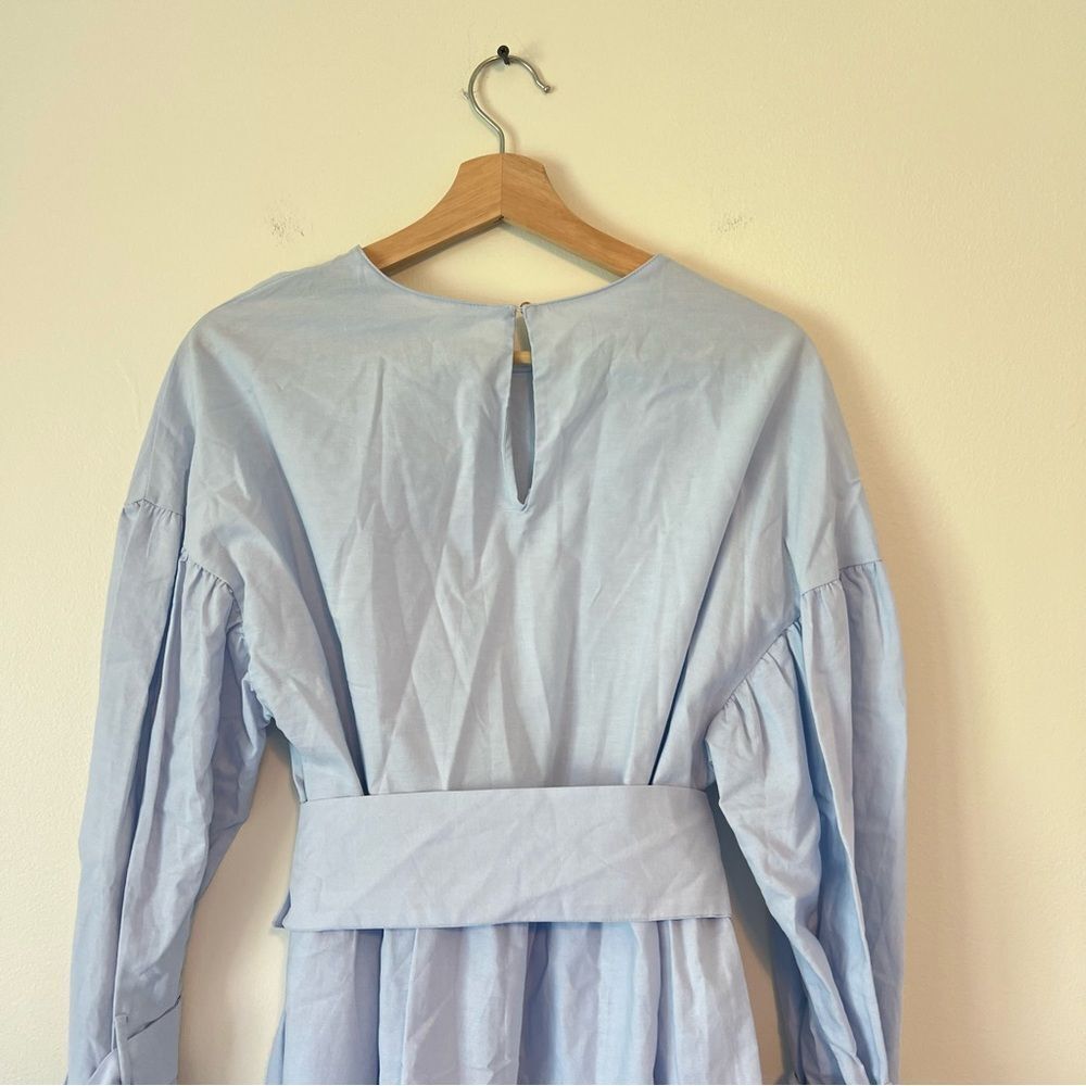 Zara Sky Blue Poplin Dress with Buckle Belt NEW Size Small Blogger Favorite