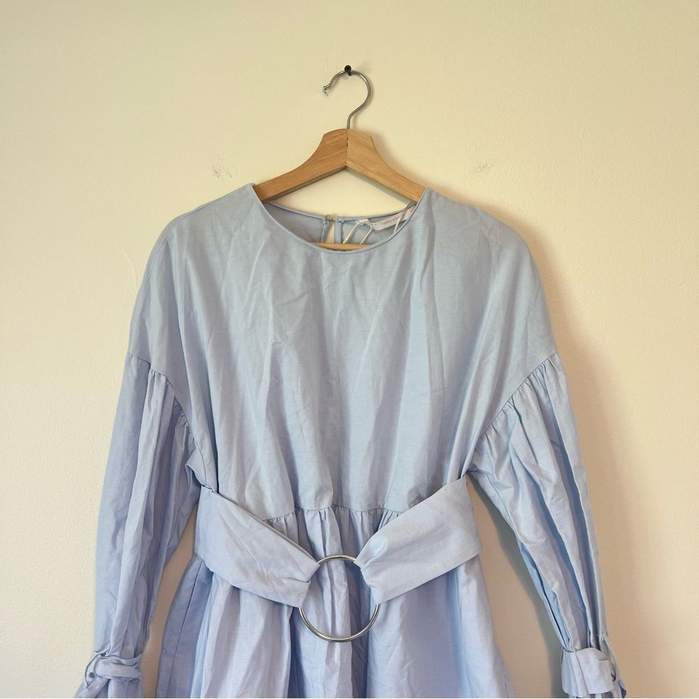Zara Sky Blue Poplin Dress with Buckle Belt NEW Size Small Blogger Favorite