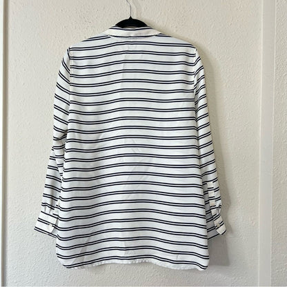 Talbots Boyfriend Button Down Shirt Blouse Striped Size Medium