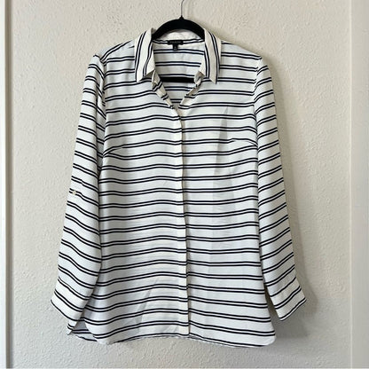 Talbots Boyfriend Button Down Shirt Blouse Striped Size Medium