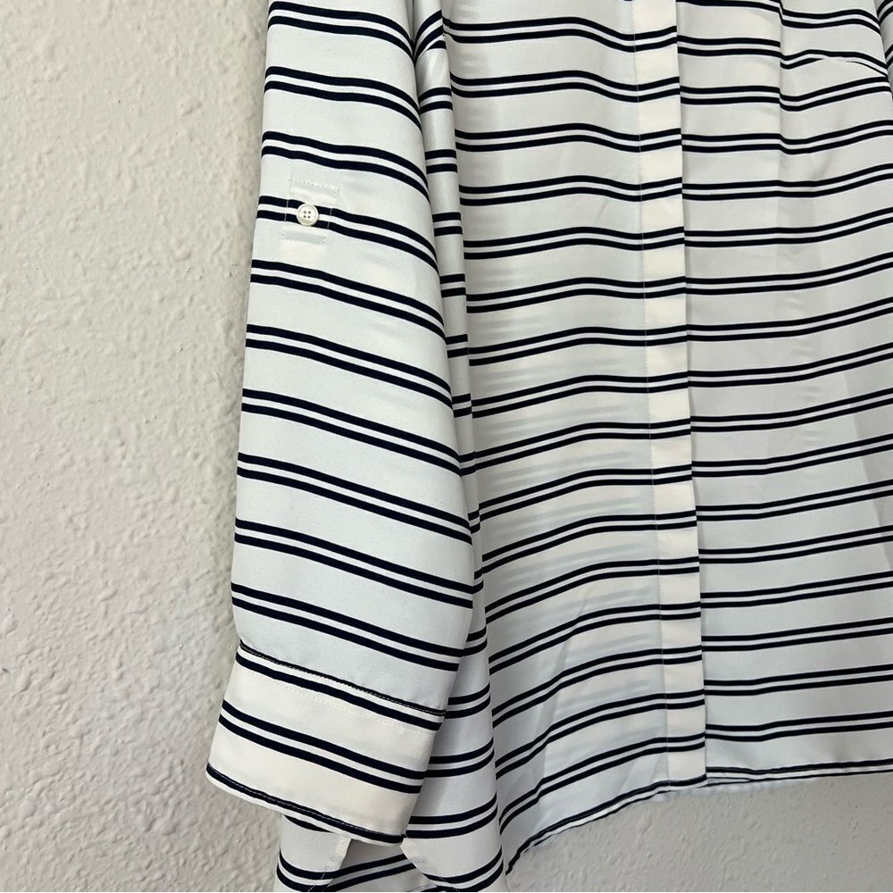 Talbots Boyfriend Button Down Shirt Blouse Striped Size Medium