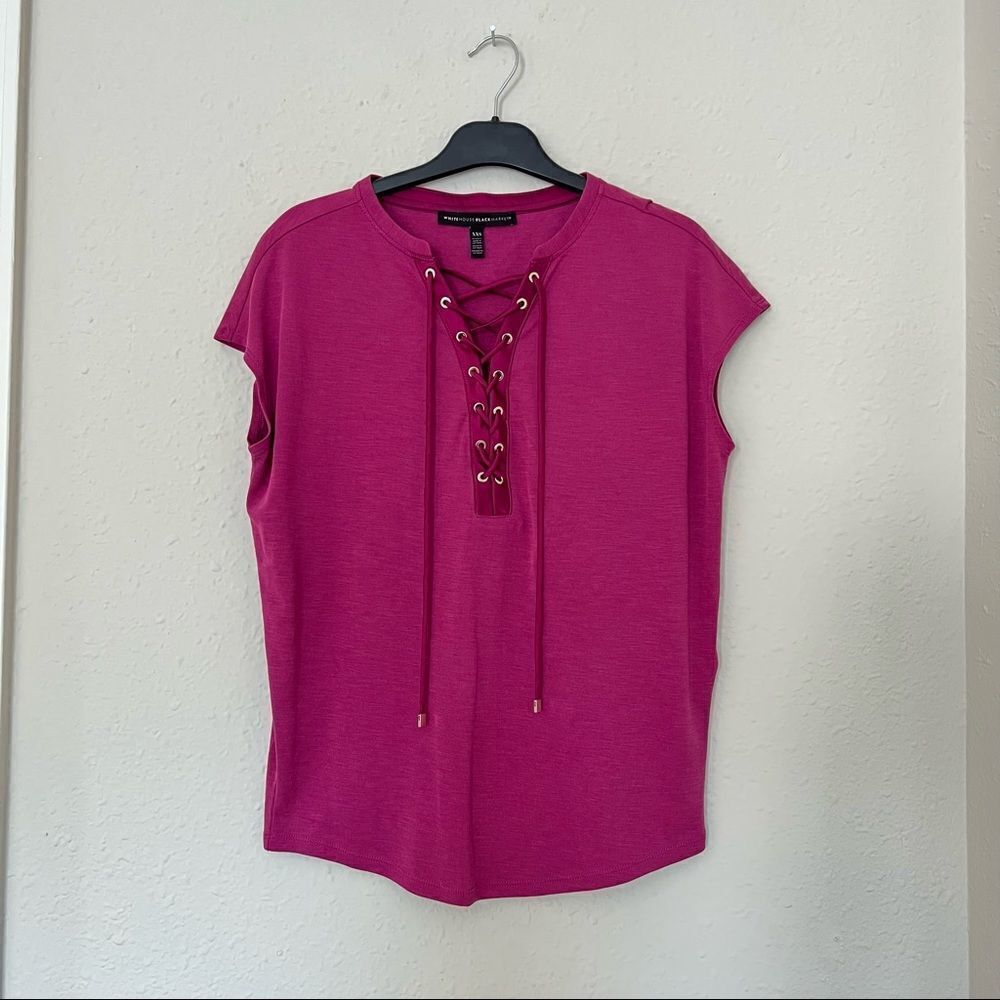 White House Black Market Tie Front Blouse Top