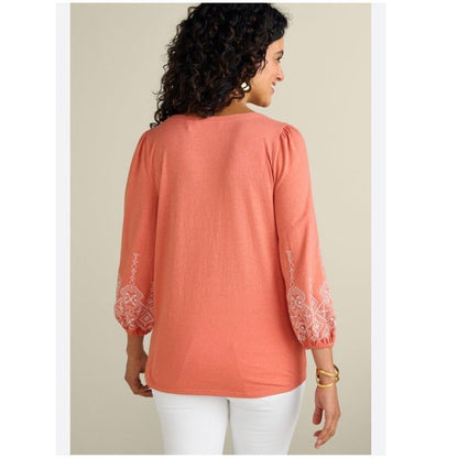 Soft Surroundings Embroidered Parisian Poet Top Size Large