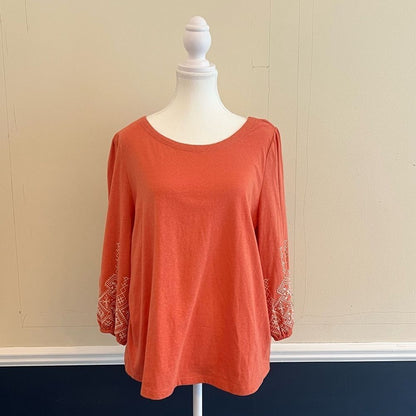 Soft Surroundings Embroidered Parisian Poet Top Size Large