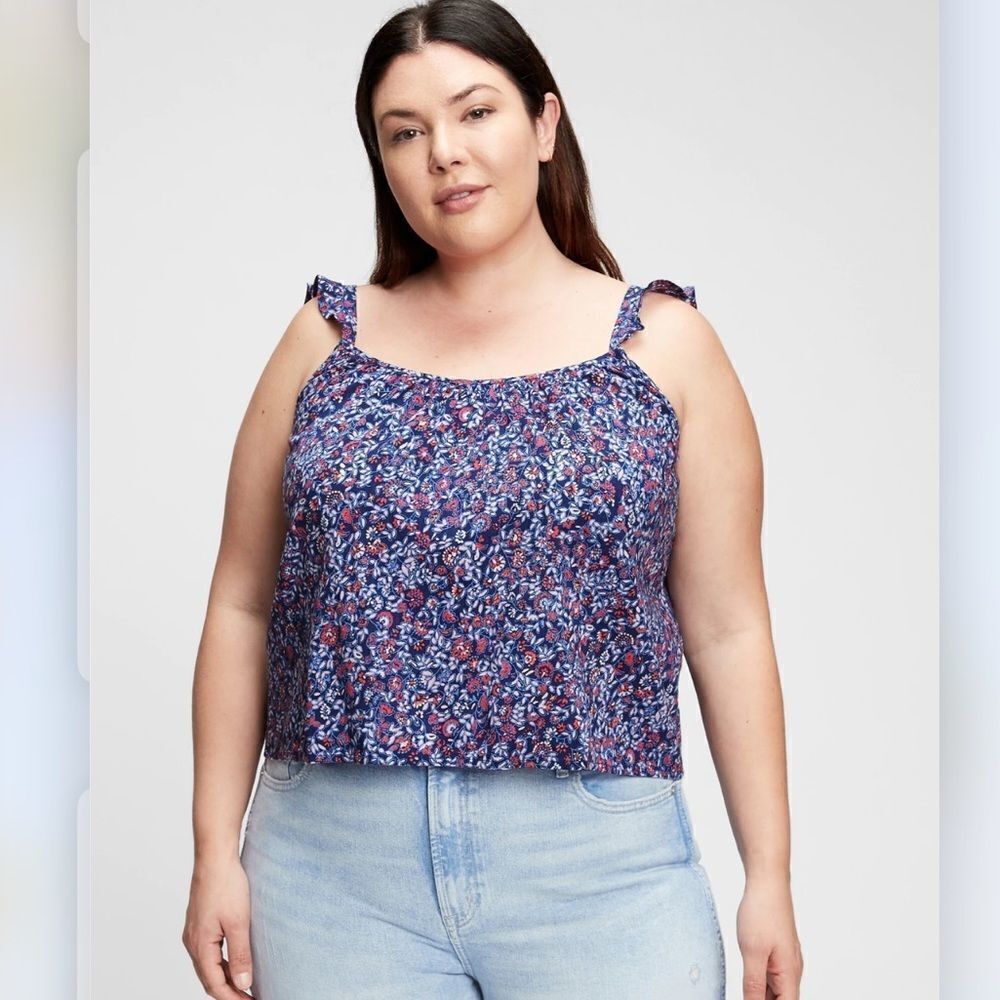GAP Floral Flutter Sleeves Tank Top Size XL