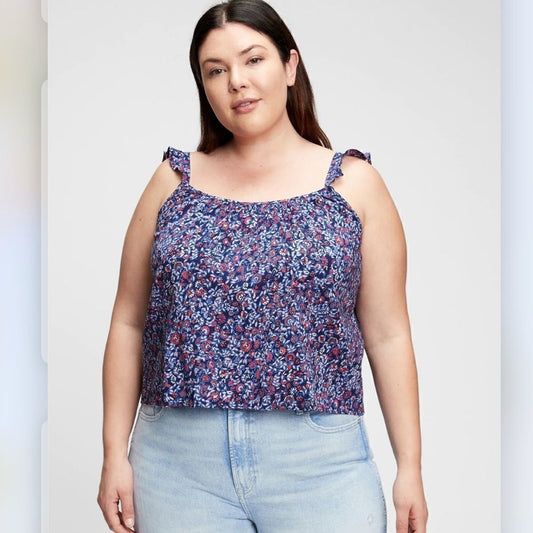 GAP Floral Flutter Sleeves Tank Top Size XL