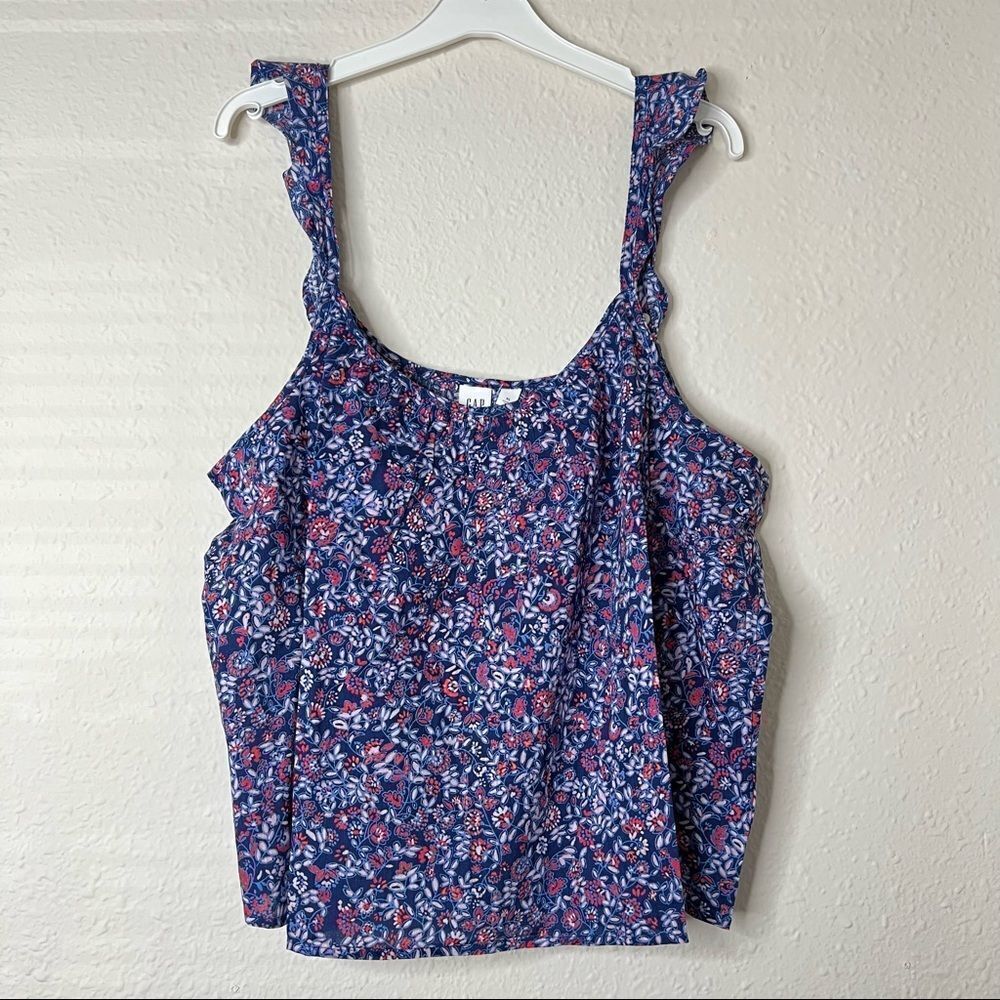 GAP Floral Flutter Sleeves Tank Top Size XL