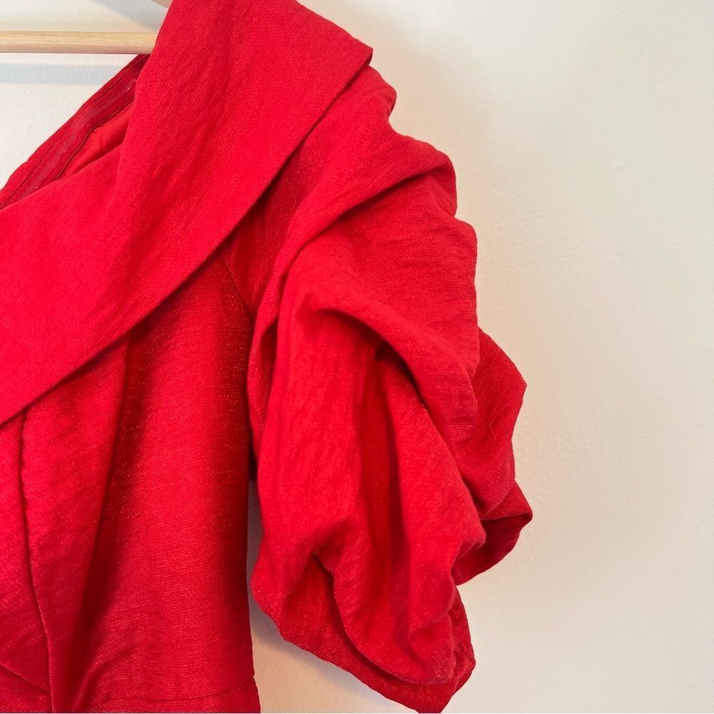 Bardot Devlin Twist Mini Dress in Lipstick Red Size 10 / L Off The Shoulder