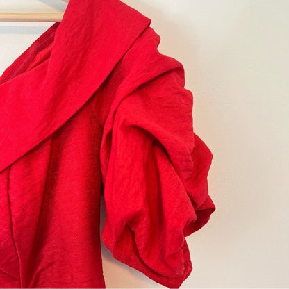 Bardot Devlin Twist Mini Dress in Lipstick Red Size 10 / L Off The Shoulder