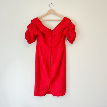 Bardot Devlin Twist Mini Dress in Lipstick Red Size 10 / L Off The Shoulder
