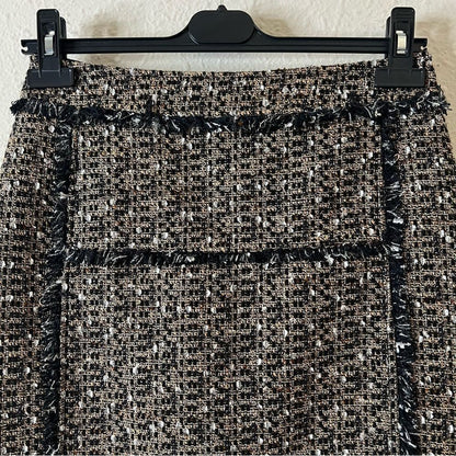 Tory Burch Tweed Mini Pencil Skirt Size 6 in Brown / Tan Wool Blend