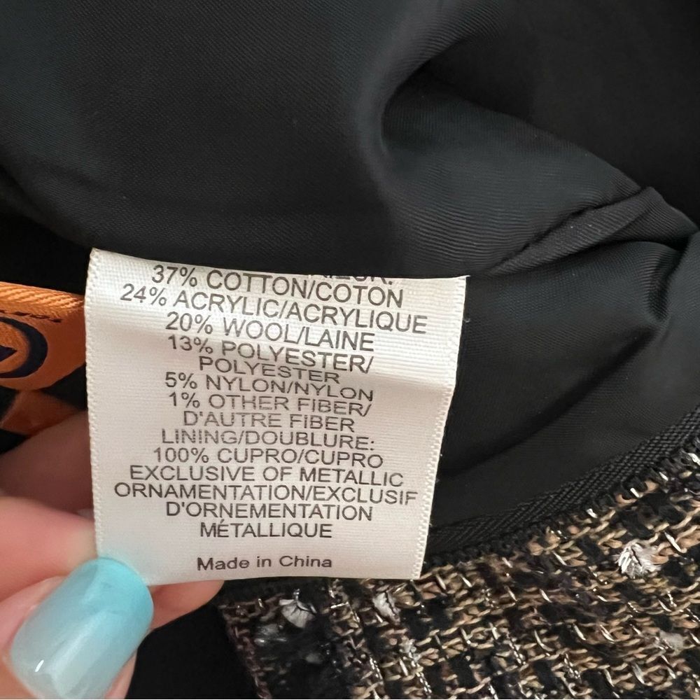 Tory Burch Tweed Mini Pencil Skirt Size 6 in Brown / Tan Wool Blend