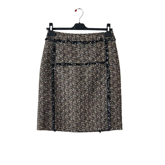 Tory Burch Tweed Mini Pencil Skirt Size 6 in Brown / Tan Wool Blend