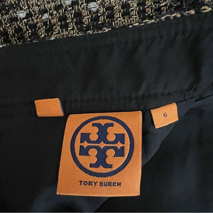 Tory Burch Tweed Mini Pencil Skirt Size 6 in Brown / Tan Wool Blend