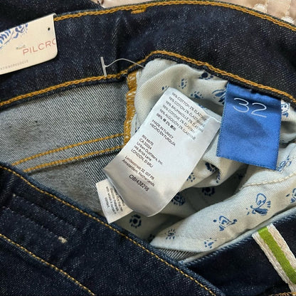 Anthropologie Pilcro The Split Dark Wash Straight Jeans NEW Size 32