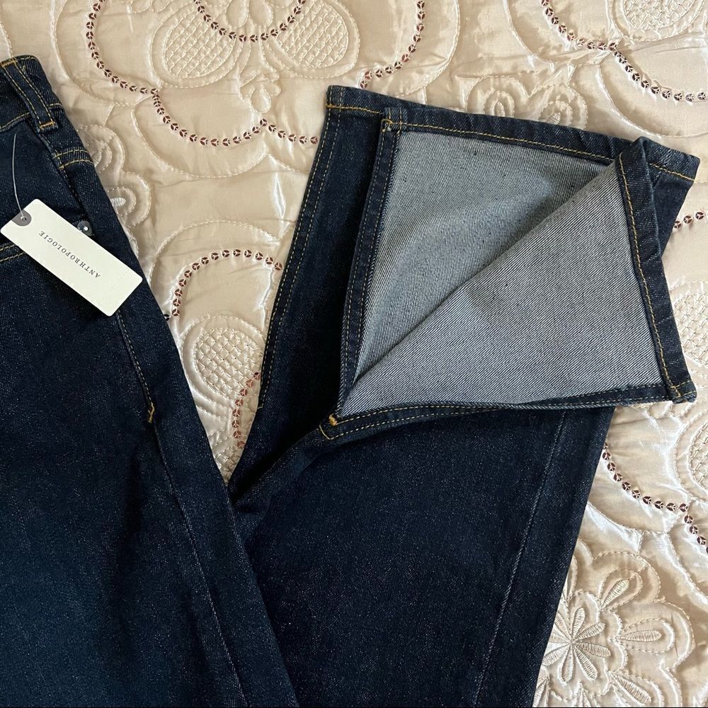 Anthropologie Pilcro The Split Dark Wash Straight Jeans NEW Size 32