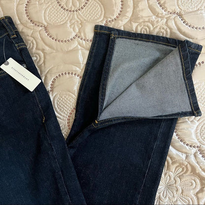Anthropologie Pilcro The Split Dark Wash Straight Jeans NEW Size 32