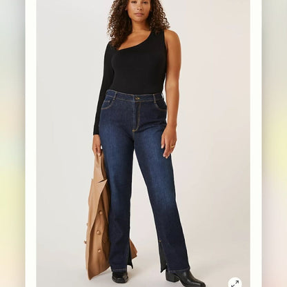 Anthropologie Pilcro The Split Dark Wash Straight Jeans NEW Size 32