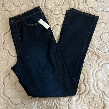 Anthropologie Pilcro The Split Dark Wash Straight Jeans NEW Size 32