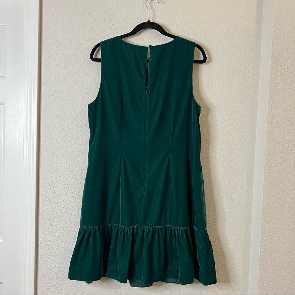 J. Crew Velvet Ruffle Hem Sleeveless Mini Dress in Emerald Green NEW Size 14
