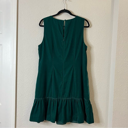 J. Crew Velvet Ruffle Hem Sleeveless Mini Dress in Emerald Green NEW Size 14