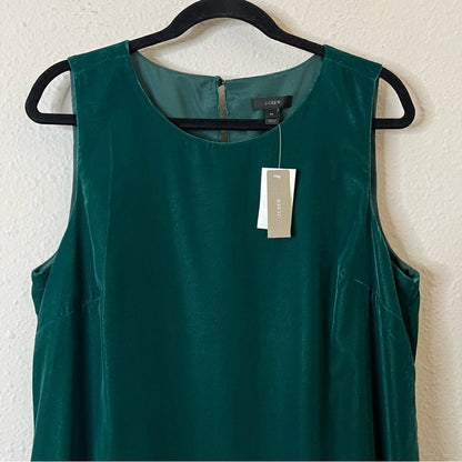 J. Crew Velvet Ruffle Hem Sleeveless Mini Dress in Emerald Green NEW Size 14