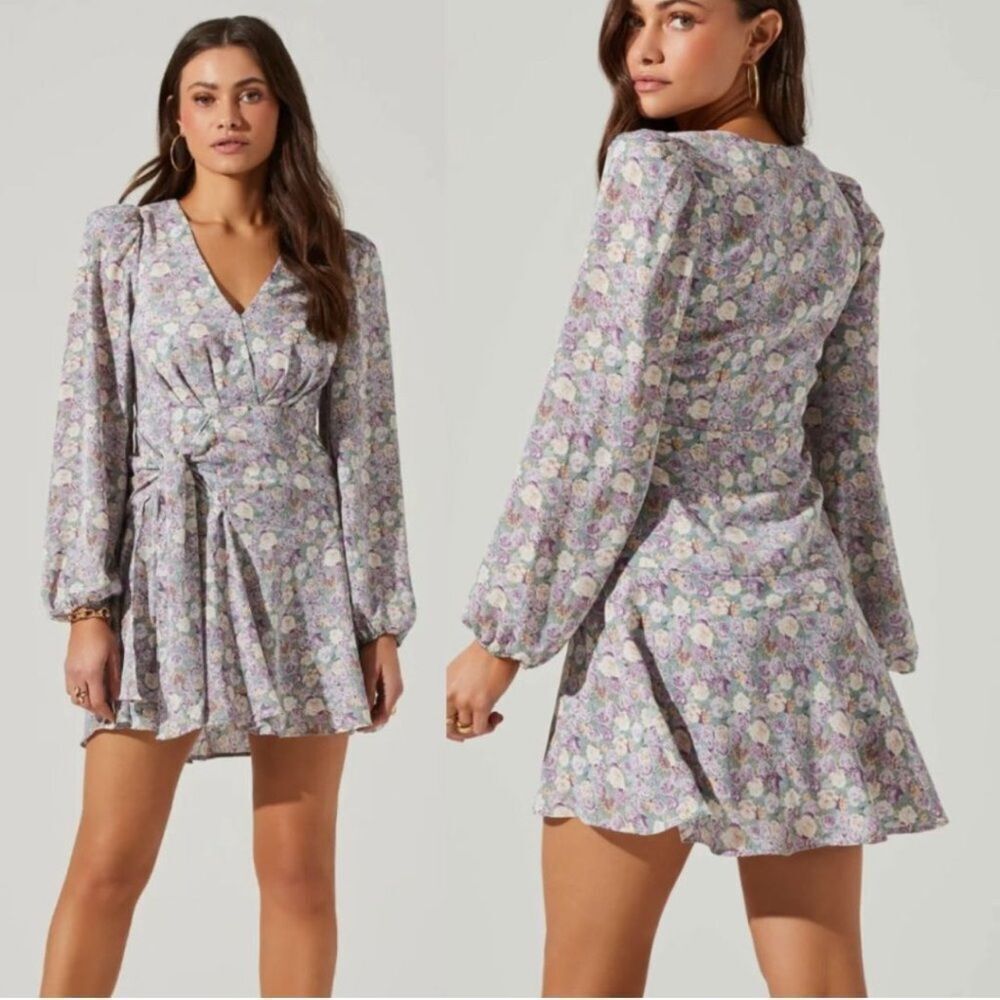 ASTR The Label Floral Mini Dress Long Sleeve