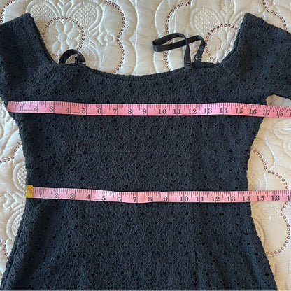 Free People Sophia Black Eyelet Crochet Mini Dress Bodycon Revolve