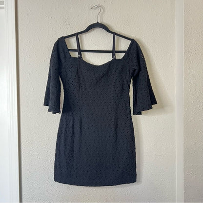 Free People Sophia Black Eyelet Crochet Mini Dress Bodycon Revolve